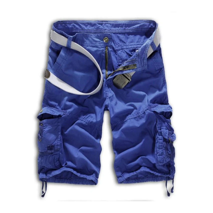 Men casual wear Cargo Pants Black Green Summer New Knee Length Solid Colors Loose trousers Multi pockets Male | Мужская одежда