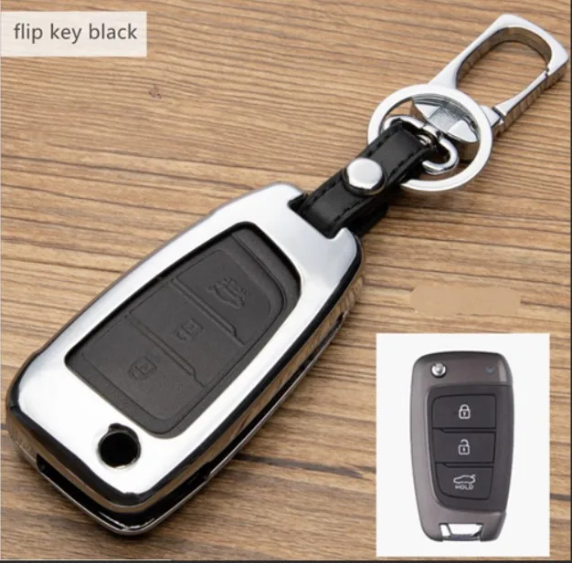 flip key black Подарки Автомобильный ключ крышка держатель Защита для hyundai Ix35 Solaris Azera Elantra Kona Kauai Accent Palisade - Название цвета: flip key black