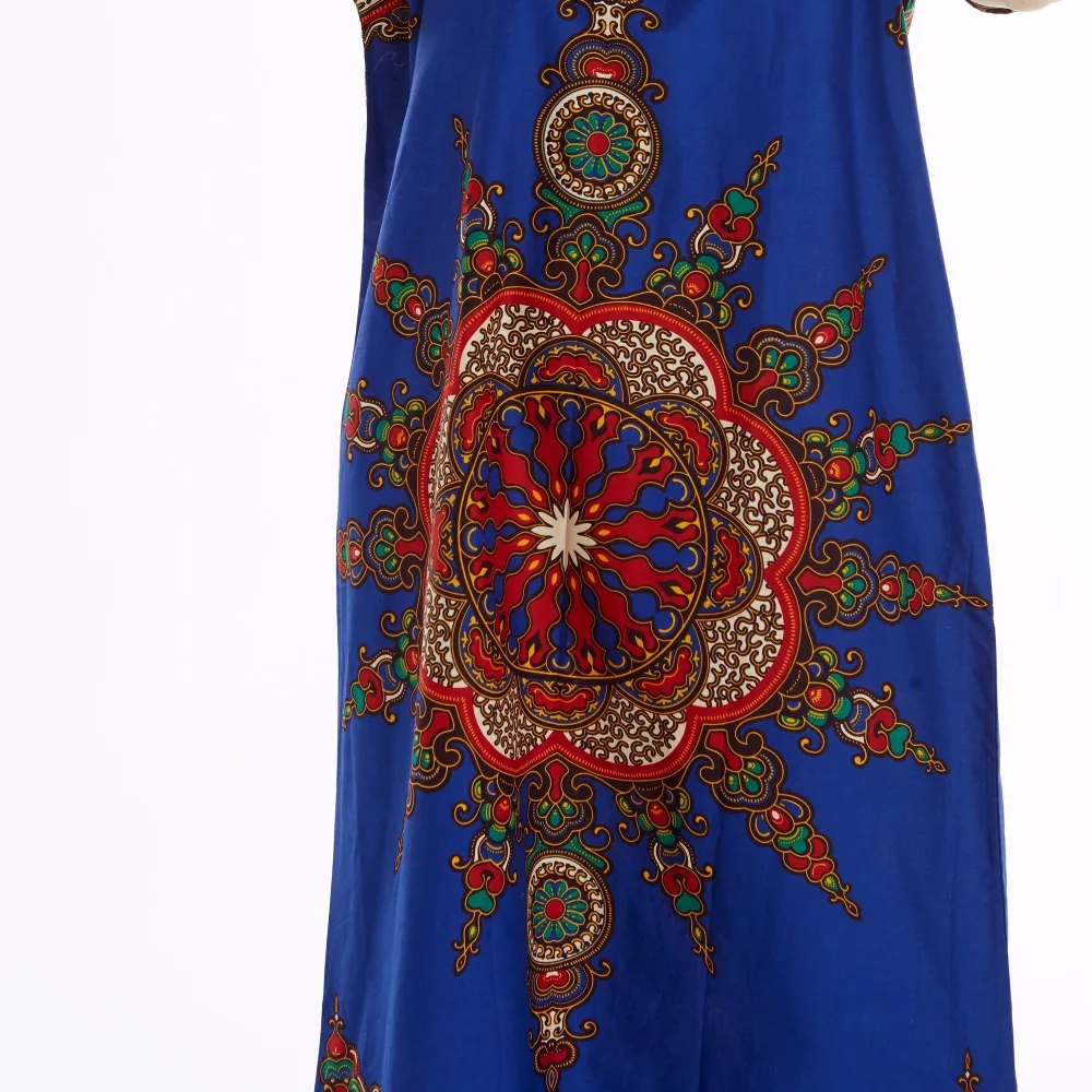 Dashikiage 100% Cotton New Arrival Blue Women's African Sun Print Dashiki Stunning elegant Ladies Dress | Женская одежда
