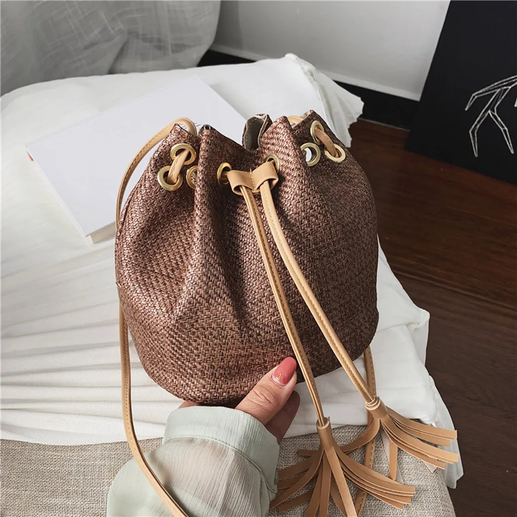 Для женщин сумка модные однотонные цвет плеча Tote Drawstring ведро bolso mujer torebka damska шоппер sac основной femme