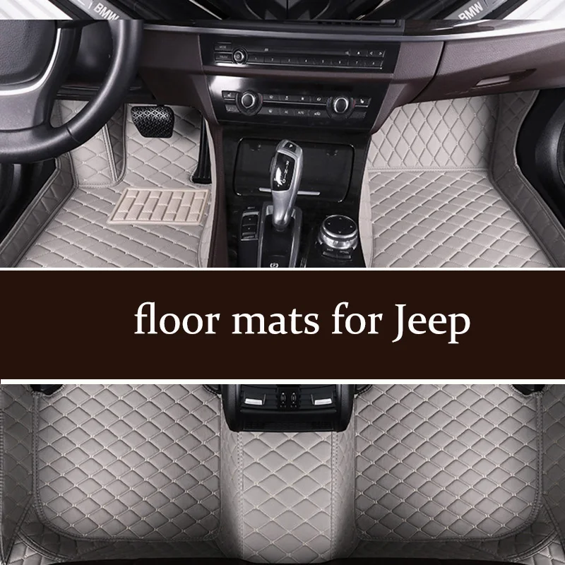 Кожаные автомобильные коврики для Jeep Grand Cherokee WK 2003- Wrangler JK Sahara 2004- Commander Cherokee Компас Ренегат коврик
