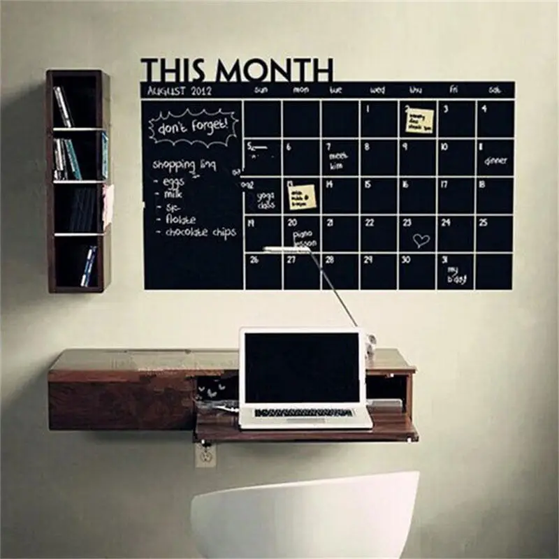

Diy 56x38cm Monthly chalkboard wall sticker,Blackboard Removable Vinyl Wall Sticker Chalkboard Calendar Decal Planner Mural