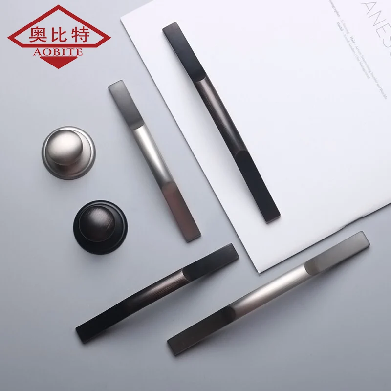 AOBT современные серебристые ручки для шкафа из цинкового сплава кухонные дверей
