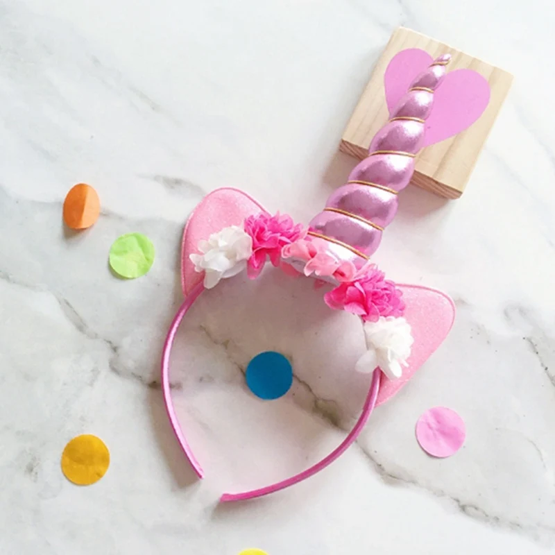 Детский DIY Блестящий металлический Единорог повязка на голову для девочек и детей Пасхальный бонус для цветов вечерние аксессуары для волос DIY
