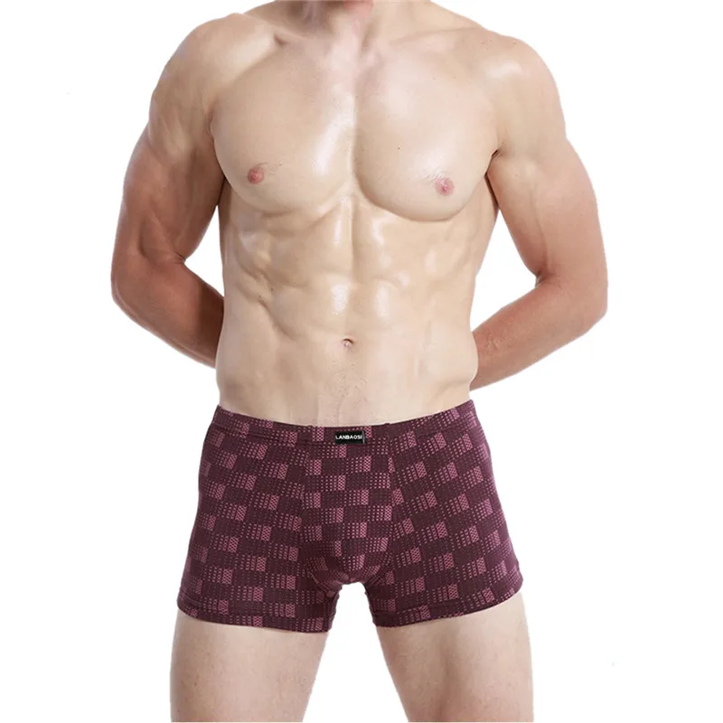 

4 pcs Men Sexy Underwear Summer Maillot De Bain Boy Underpant Suits Boxer Shorts Trunks Solid Color Plus Size 3XL F50