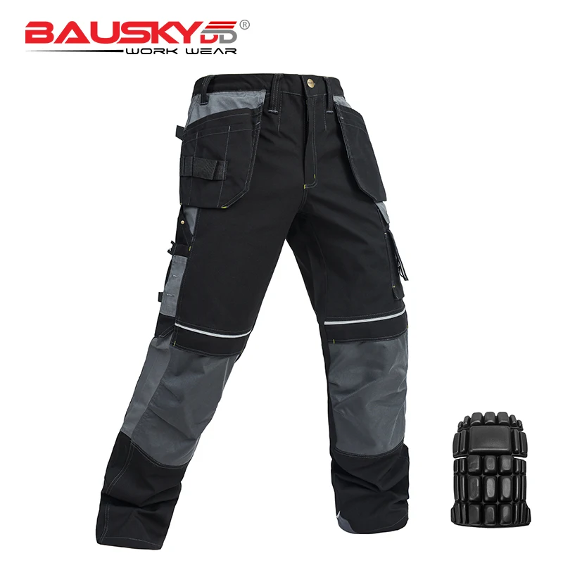 

New High Quality Craftsman Men's Work Pants Workwear Multi Pockets Work Trousers Mechanic Workwear With EVA Knee Pads