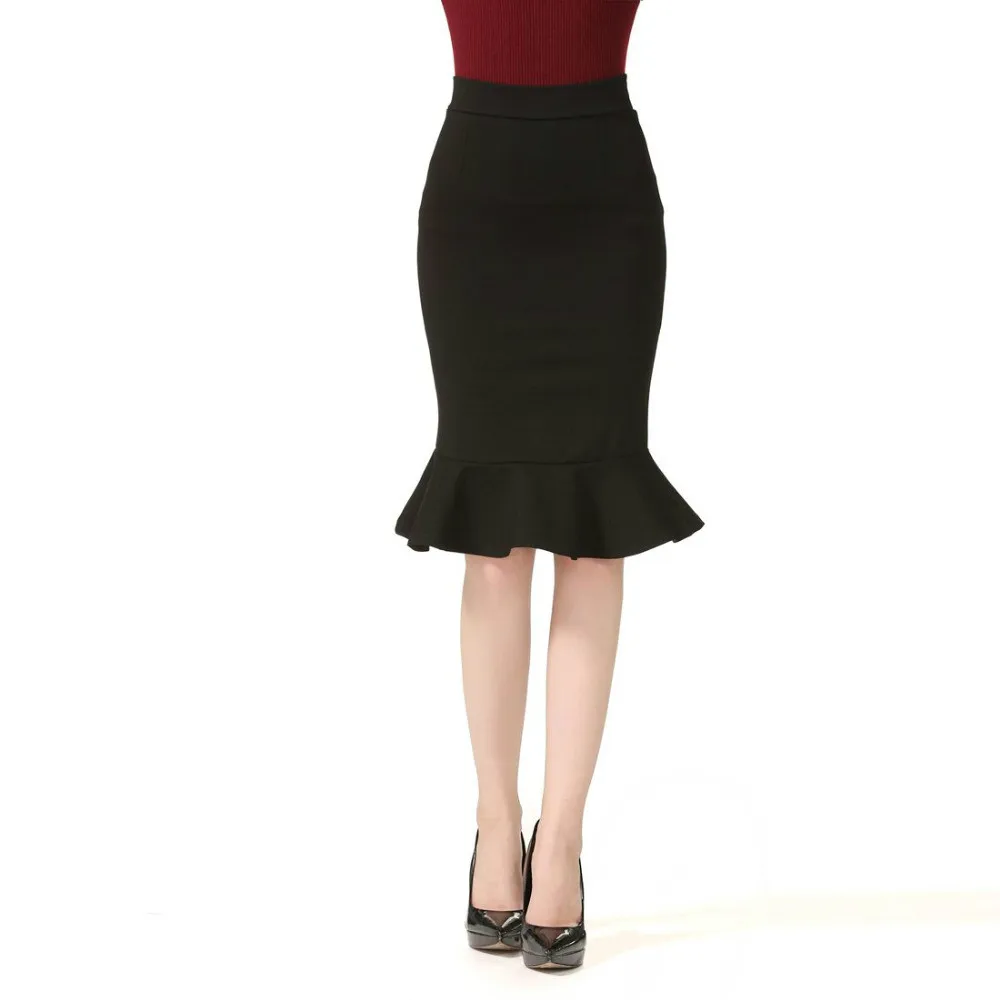

High Elastic Nylon Cotton Korean Version Package Hip Slim High Waist Large Size Women Fish Tail Skirt