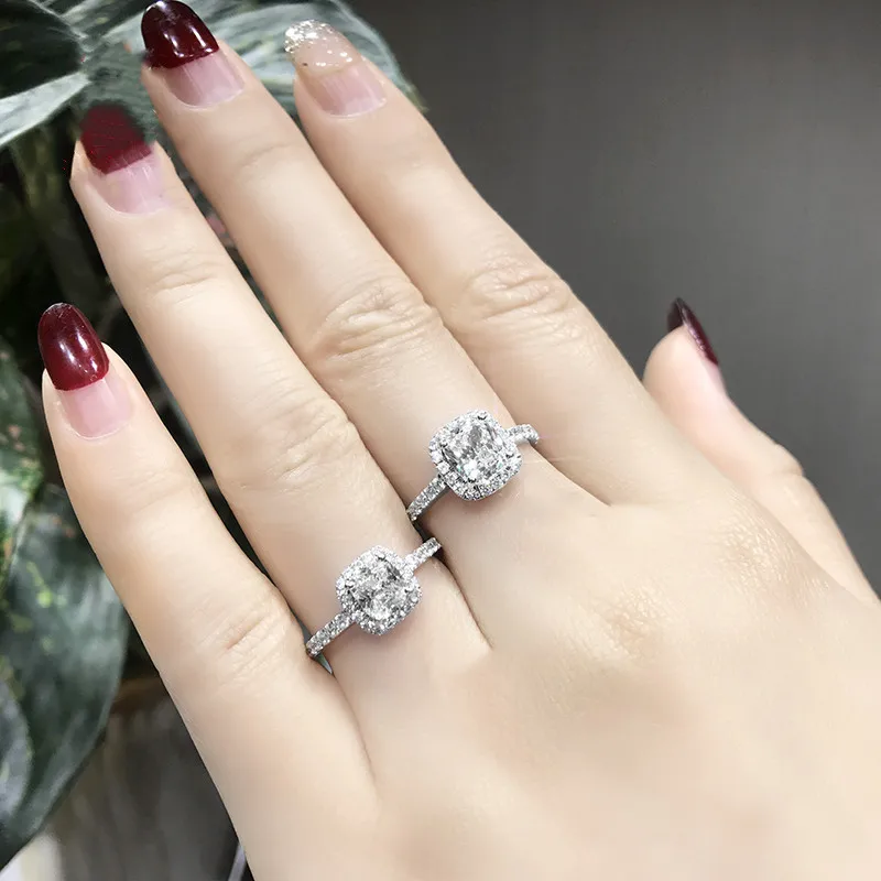 Женские серебряные кольца CC яркие прямоугольные с кубическим цирконием модные