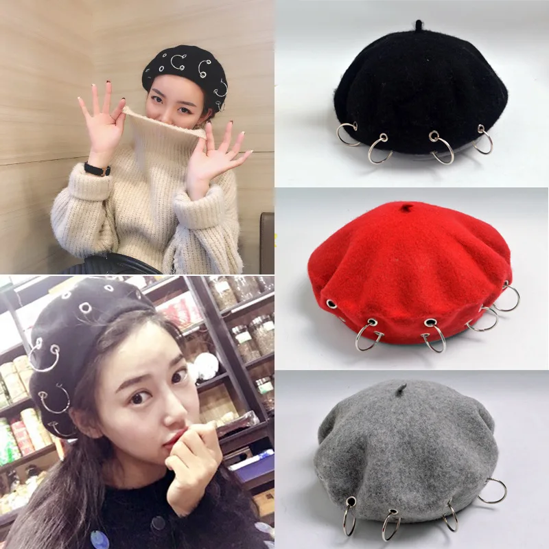 6 видов цветов модные зимние женские железные кольца в стиле Institute College 100% шерсть