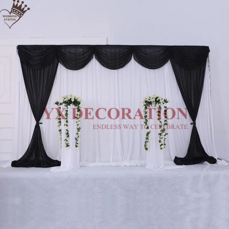 

10ft 20ft Ice Silk Wedding Backdrop Curtain Stage Background With Top Swag Drapery Event Party Decoration