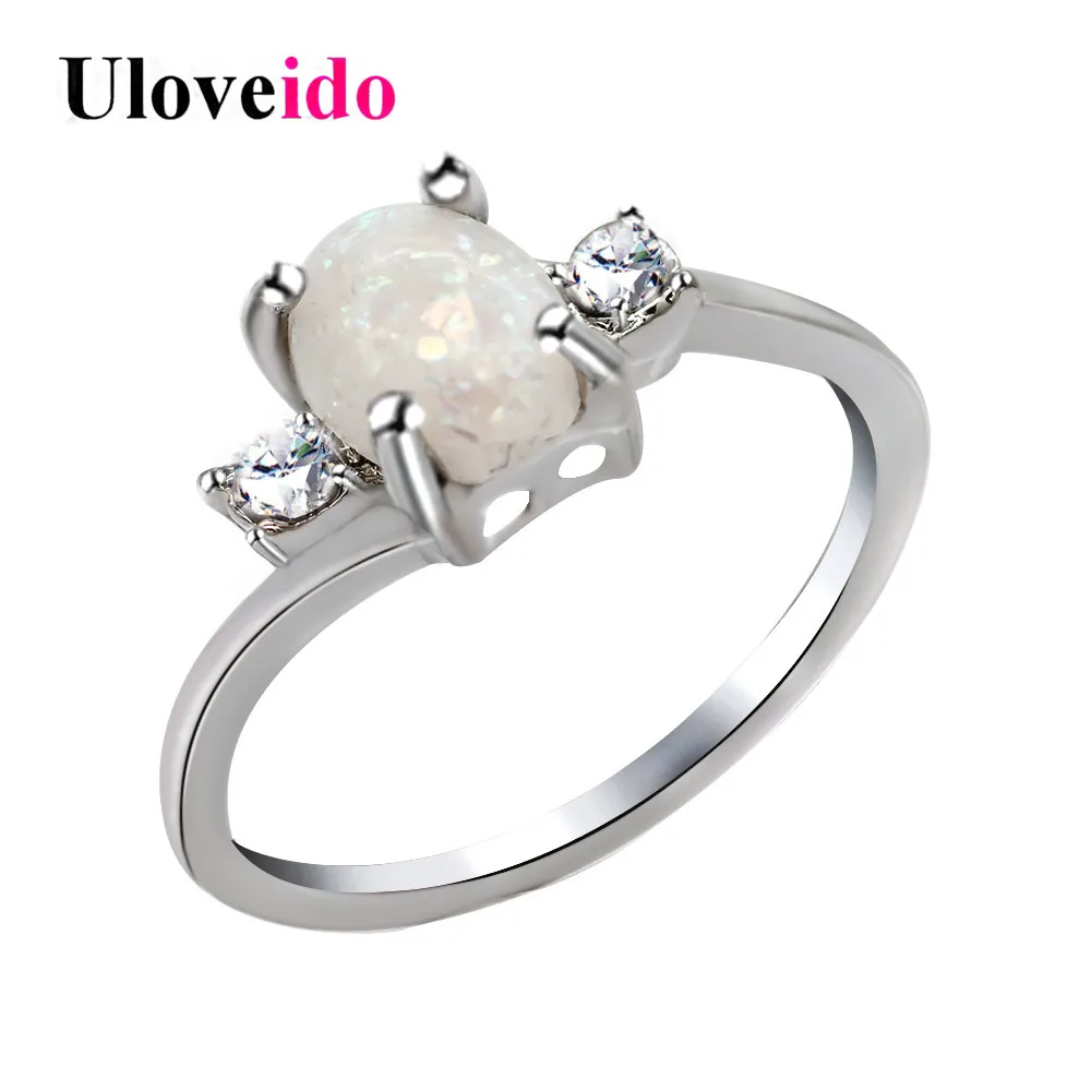 Uloveido обручальные кольца для женщин Женское кольцо с белым огненным опалом