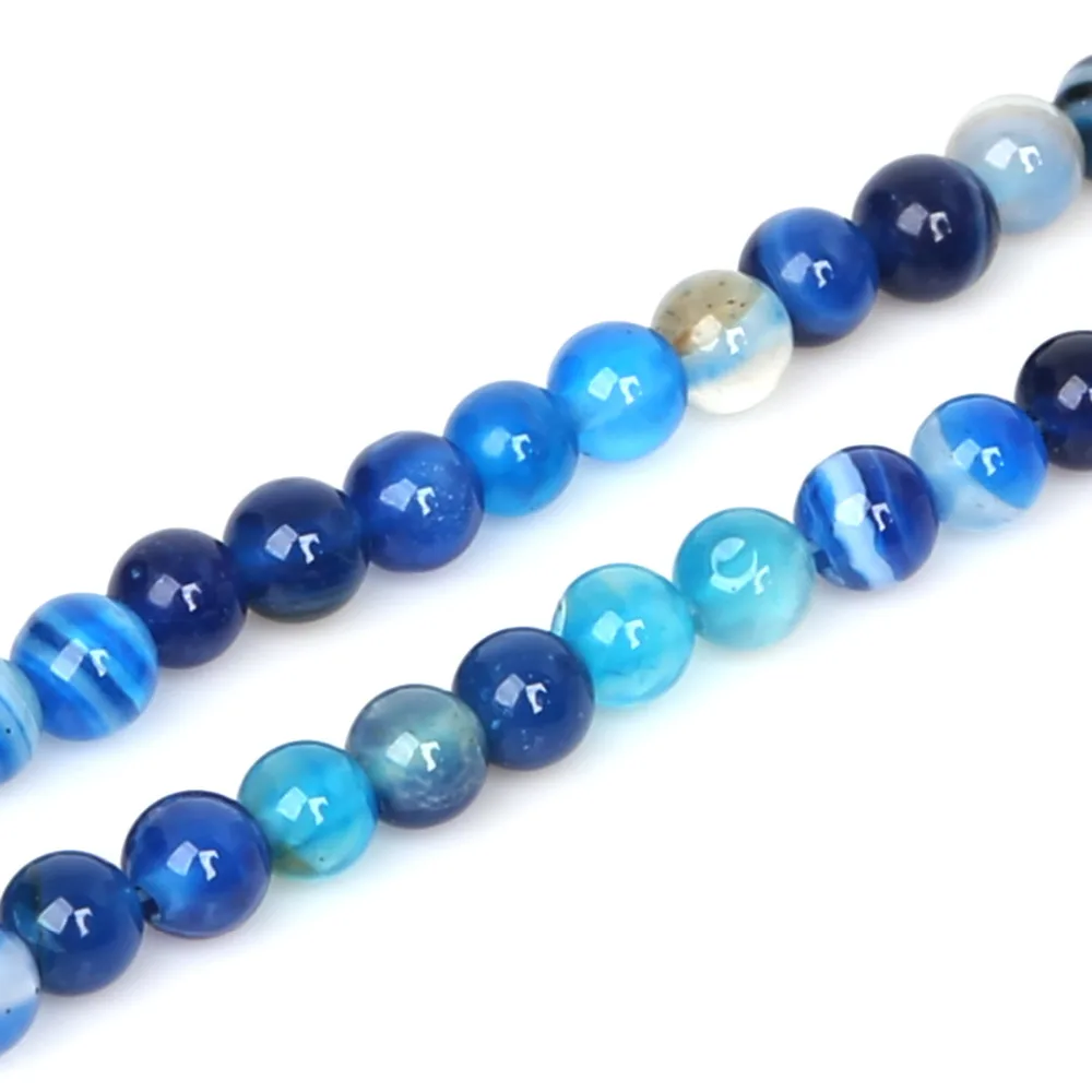 Круглые бусины из натурального камня AAA + синий полосатый оникс 4 мм 6 8 10 Выберите