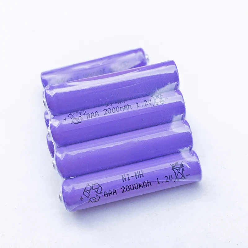 Фиолетовый 12 шт./лот Ni MH AAA аккумуляторная батарея 1 2 V 2000mAh для игрушки камеры