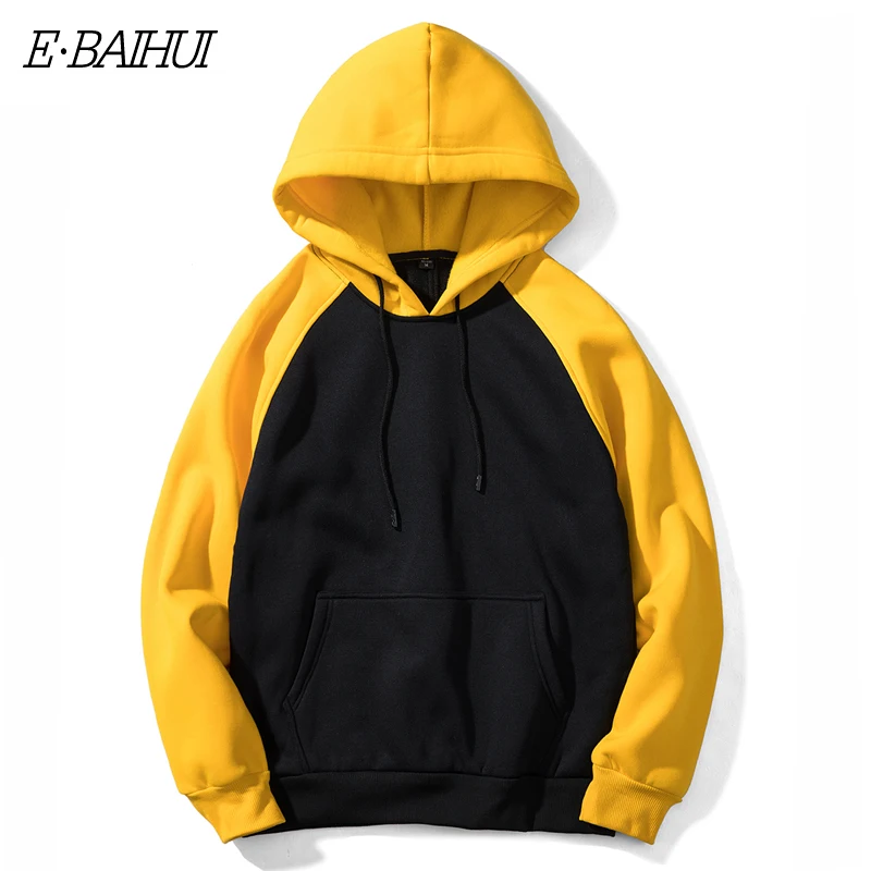 E-BAIHUI, мужской пуловер, флисовые толстовки с капюшоном, модные Лоскутные толстовки, Мужская Повседневная Толстовка Vibes Forever Traksuit WY39