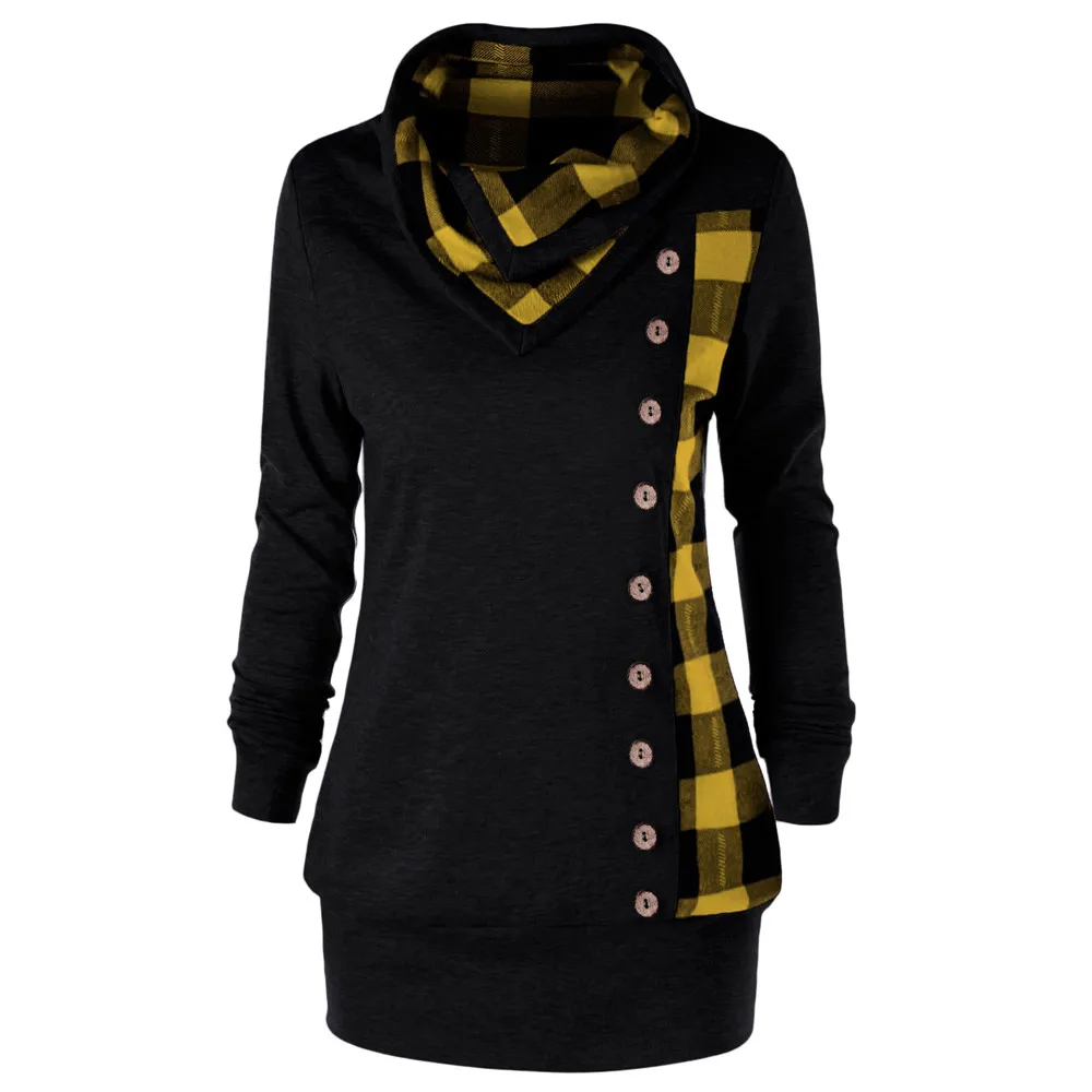 Женская рубашка с отложным воротником клетчатый топ в стиле пэчворк длинными