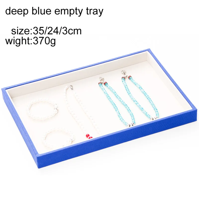 deepblue empty tray Пять стилей, пять цветов, бархатный лоток для ювелирных изделий, чехол для демонстрации, чехол, ожерелье, кольца, браслет, чехол для демонстрации, Органайзер - Цвет: deepblue empty tray
