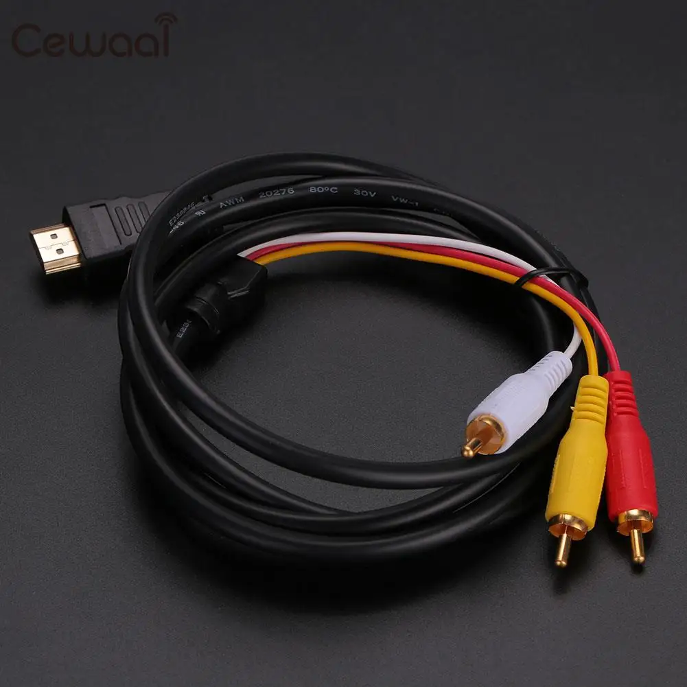 HDMI штекер 3RCA AV порт кабель ведущая линия для ТВ HD tv DVD 1080P 1,5 метров