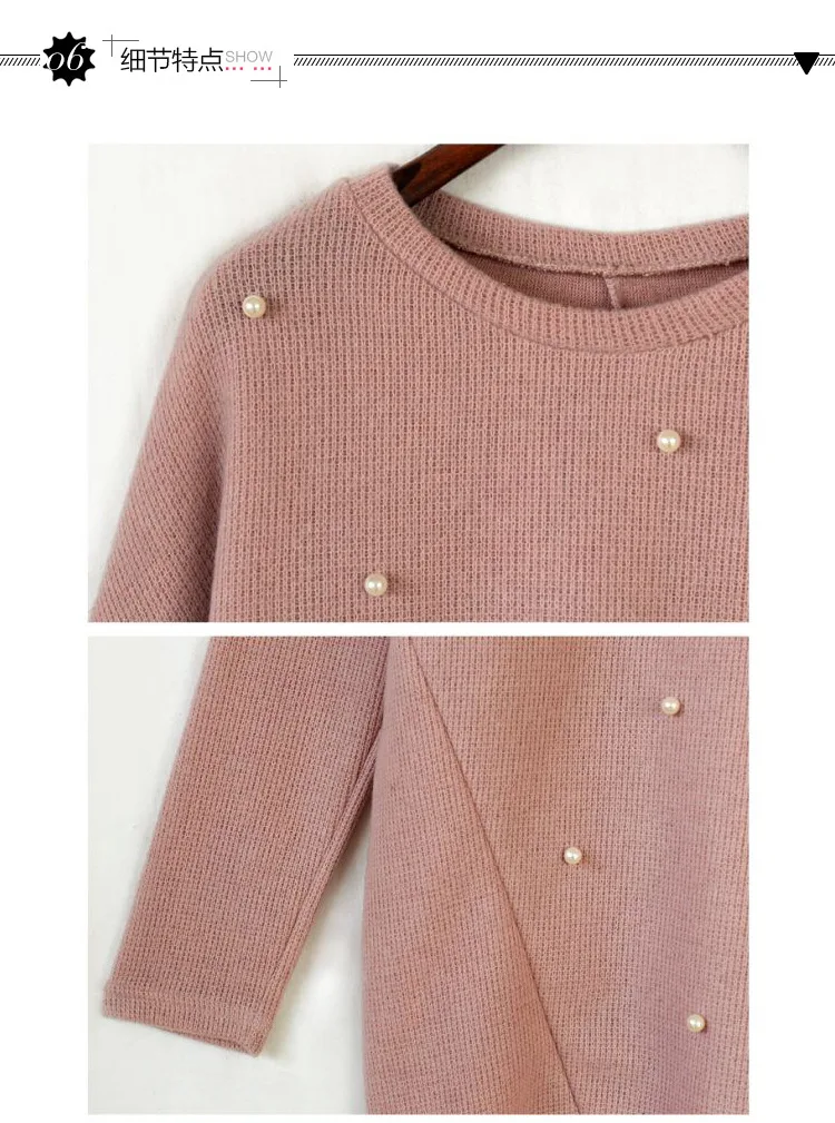 Oversize 4xl Loose Cashmere Sweater Plus Size Women Knitted Pullover Long Sweaters Beading Pearl Coat Autumn Winter Pull Femme | Женская