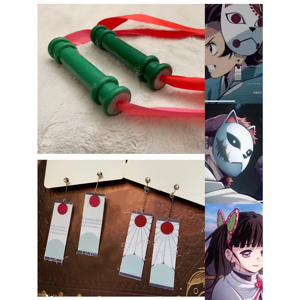 Убийца демона Kimetsu no Yaiba Kamado Tanjirou серьги для косплея Kamado Nezuko реквизит для косплея bamboo реквизит аксессуары
