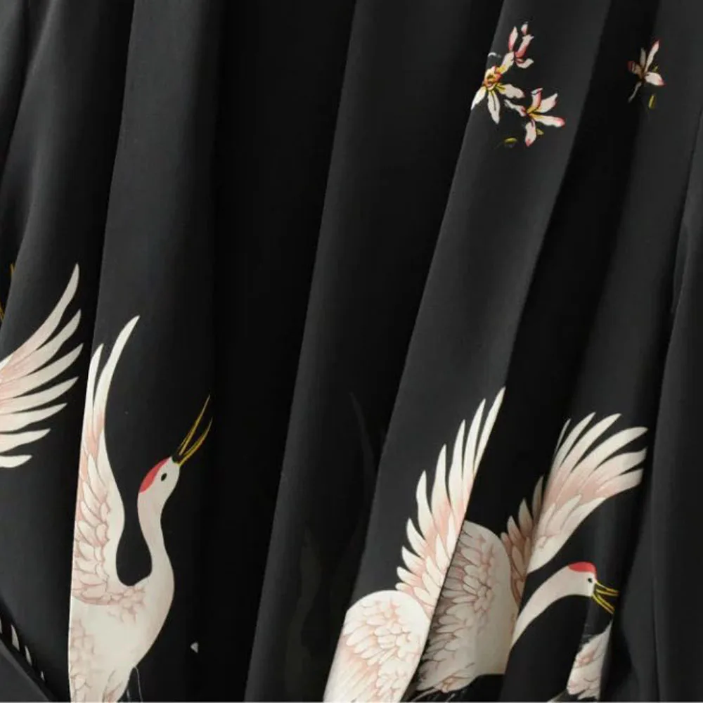 Новинка 2017 блейзеры кимоно с цветочным рисунком кран черный пояс костюм тонкая