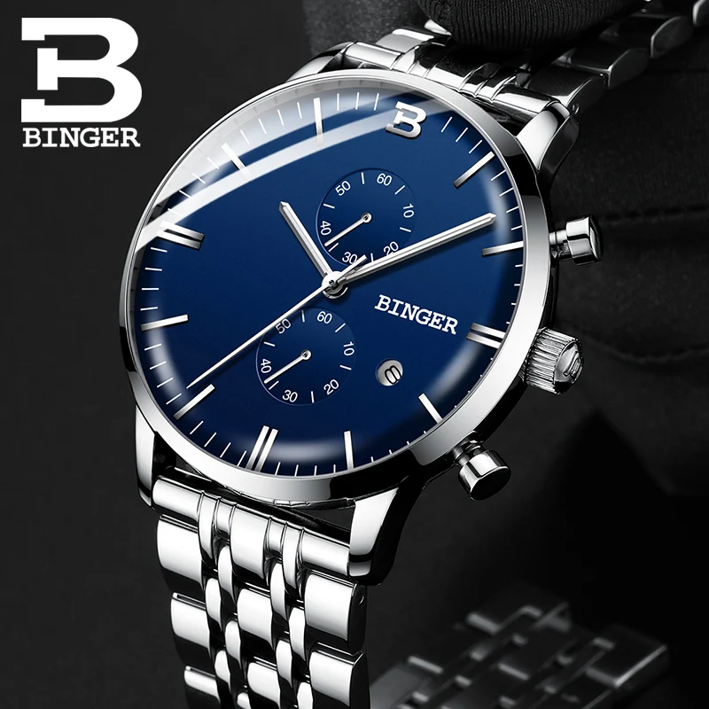 BINGER arc стекло Мужские часы Reloj Hombre мужские s часы лучший бренд класса люкс кварцевые часы спортивные водонепроницаемые Relogio Masculino Saat