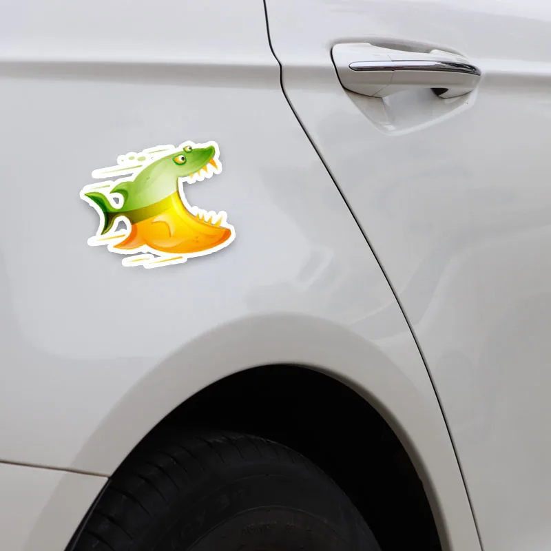 

YJZT 12CM*9.5CM Interesting Animal Open-mouthed Fish PVC Car Sticker Decal Decoration 5-0111