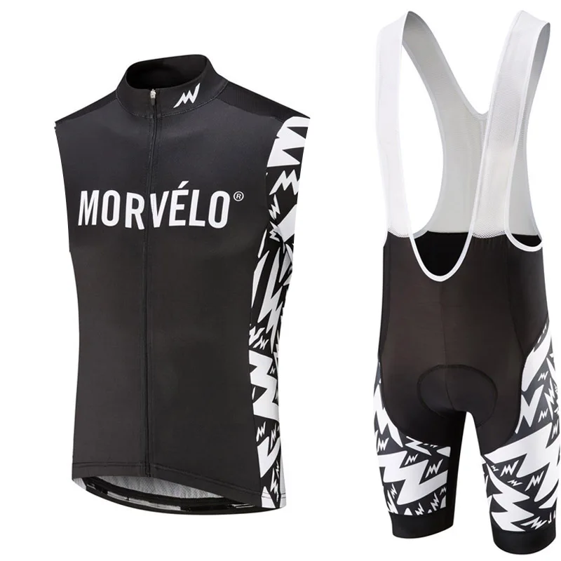 2019 MORVELO для мужчин Велоспорт Джерси короткий рукав набор Майо нагрудник шорты