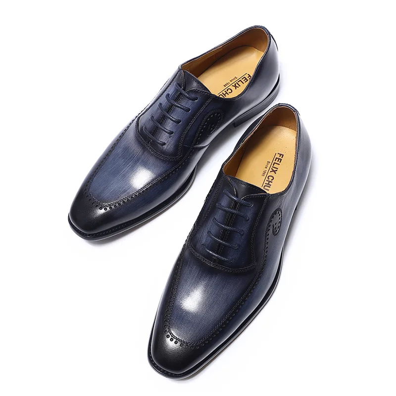 Мужские классические туфли оксфорды из натуральной кожи с острым носком на