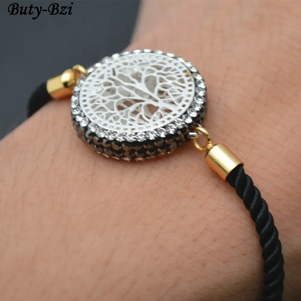 Черный/красный шнур выложены черными кристаллами бусины металлическое Дерево