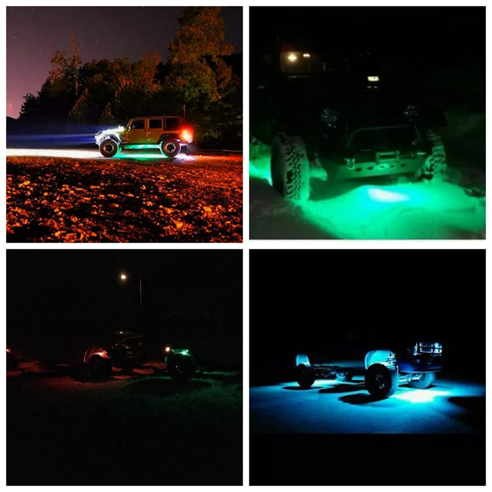 Многоцветный RGB светодиодный светильник с беспроводным пультом дистанционного управления для автомобилей, грузовиков, экстерьера, 4 колесных мотовездеходов, внедорожников, шахт, лодок, мотоциклов