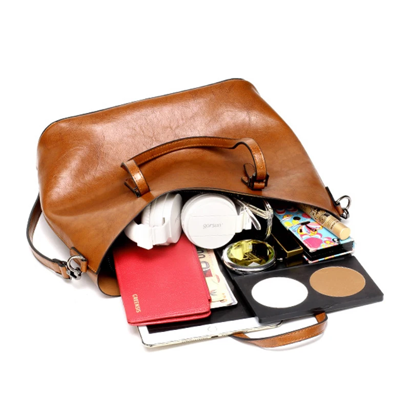 Роскошные дизайнерские женские сумки на плечо кожаные вместительные из масляной