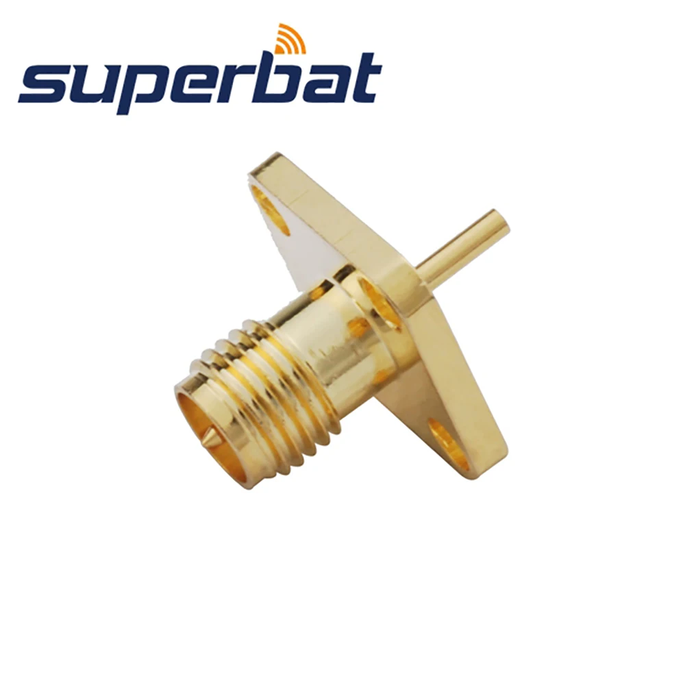 Superbat 10pcs RP-SMA Connector 4 hole Panel Mount Female with Solder Post