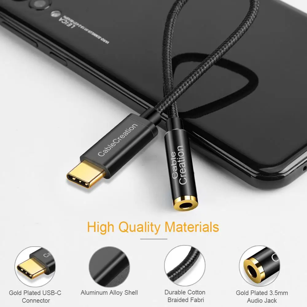 Адаптер USB C к 3 5 мм Aux (чипсет Realtek DAC) конвертер CableCreation 0 ft Type для микрофона|Адаптеры