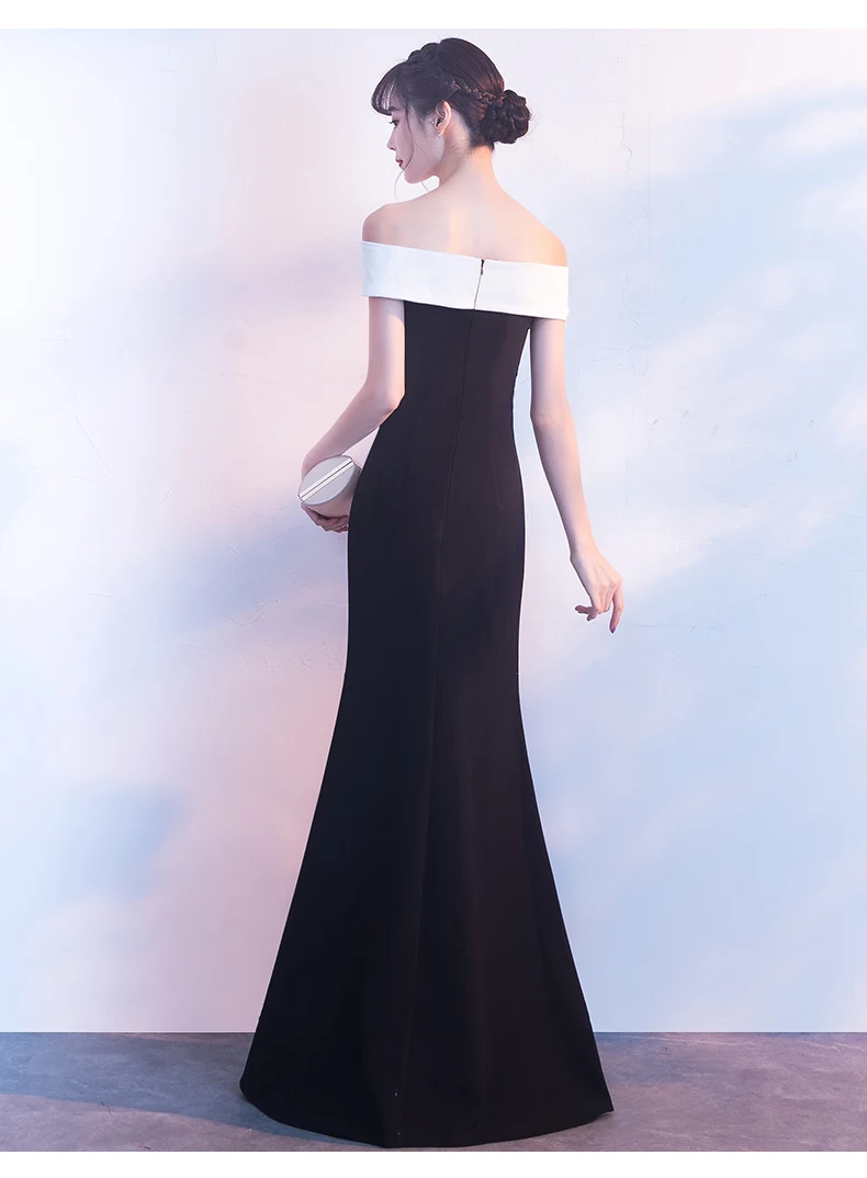 New Arrival One shoulder Mermaid evening dresses 2021 White Black Vestido de festa longo Formal dress elegant vestido | Свадьбы и