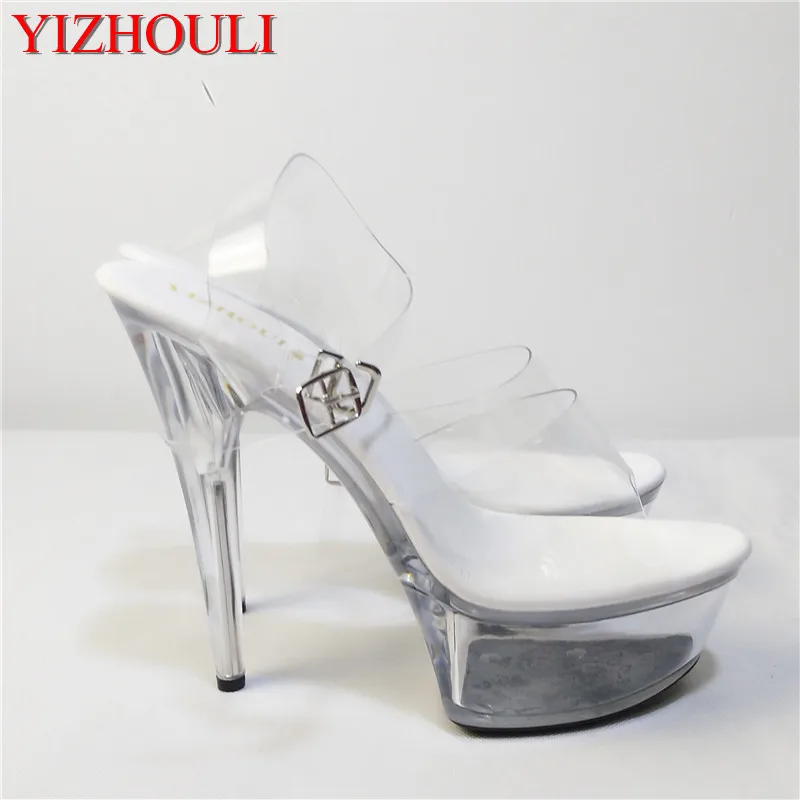 Transparent evanescent hues with 15cm Crystal shoes appeal Super high heels party women's shoes