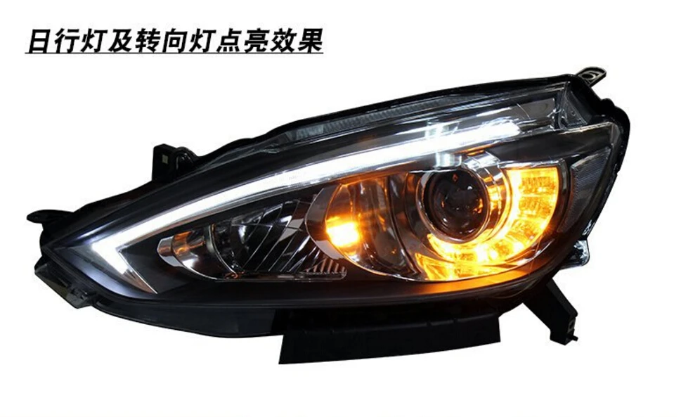 Автомобильные фары для Sylphy sentra год светодиодный DRL ходовые огни Биксеноновые Противотуманные фары ангельские глазки авто