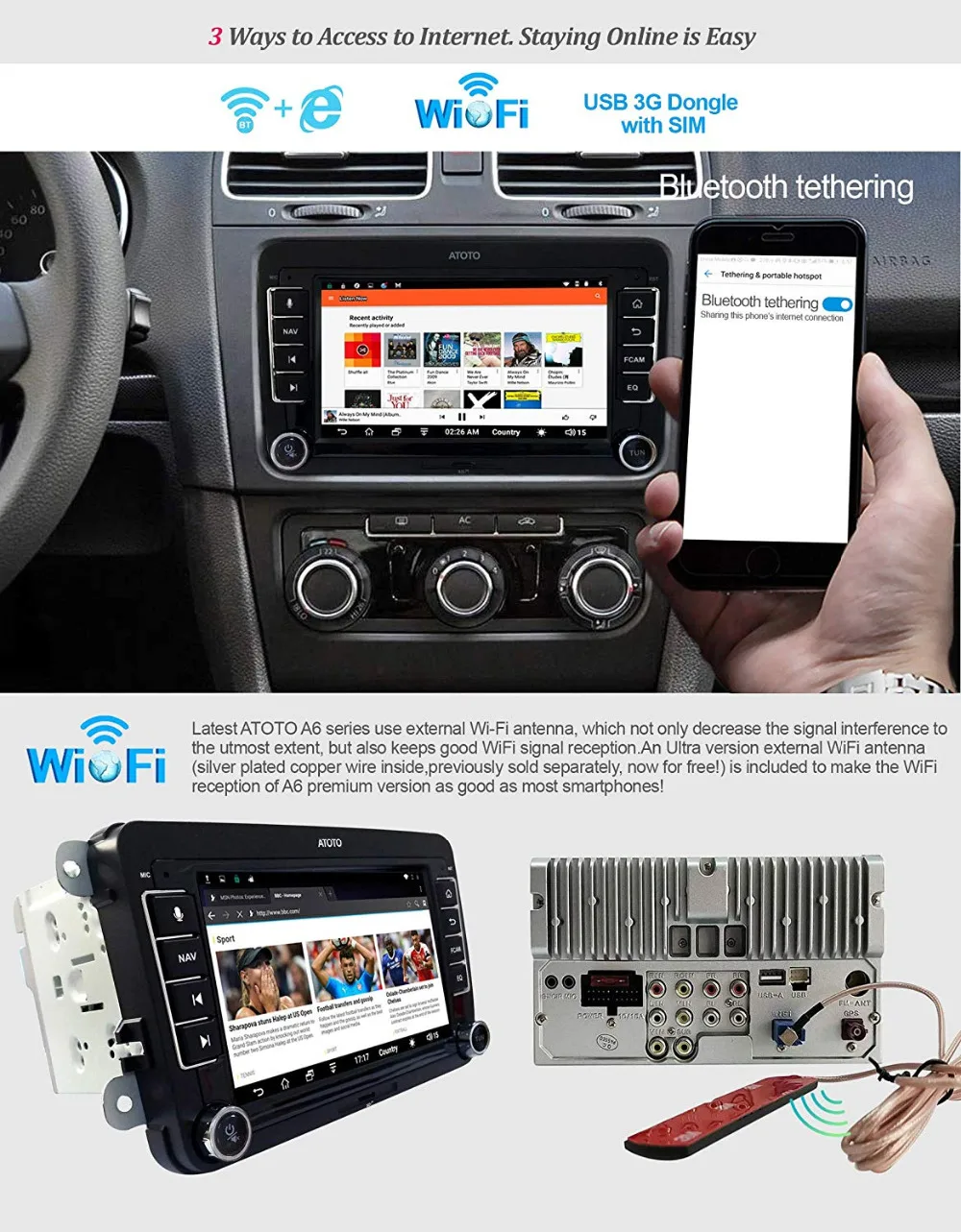 [Для Volkswagen/VW] ATOTO A6 Android автомобильный навигатор gps стерео-2x Bluetooth aptX/Ультра предусилитель-Pro A6YVW721PRB радио