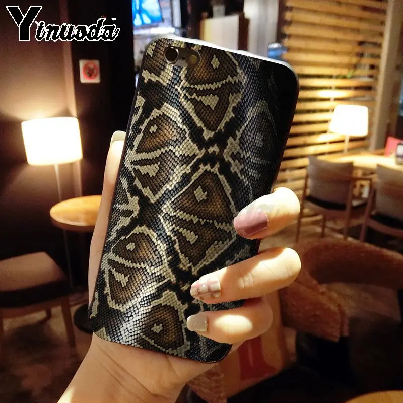 Yinuoda Змеиная Кожа Искусство ТПУ Мягкий силиконовый чехол для телефона iPhone 5 5Sx 6 7 7 plus 8 8 Plus X XS MAX XR чехол coque funda