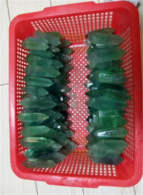 500 grams natural stone crystal pillar green fluorite double point home decoration |