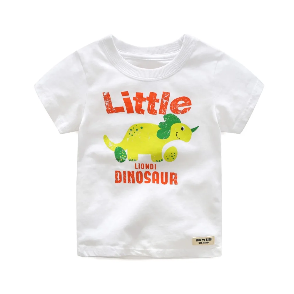 Новый стиль с коротким рукавом 100% хлопок маленький динозавр напечатаны дракон