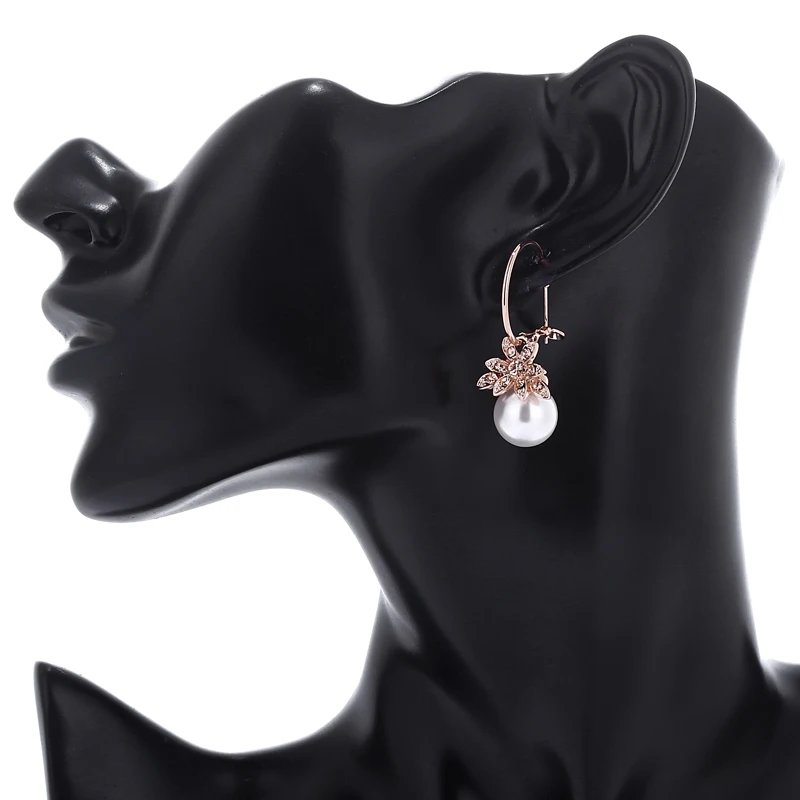 

YAOLOGE Korean Star The Same Paragraph Flower Imitation Pearl Tassel Earrings For Women Lady Long Section Vintage Ear Jewelry