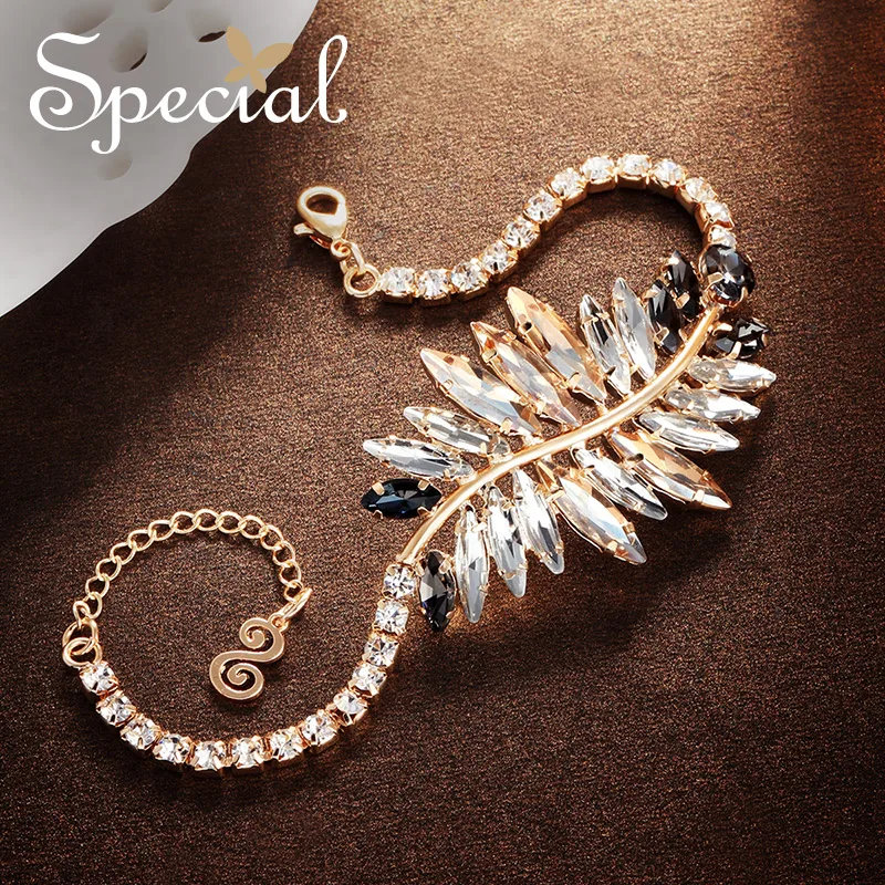 Special European and American leaves bracelet feminine tide lined with white hand fine champagne forest castle | Украшения и
