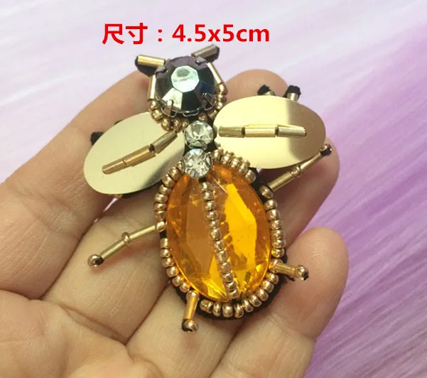 Стрекоза пчела Стразы бисером блестки патч винтажная вышитая ткань аппликации