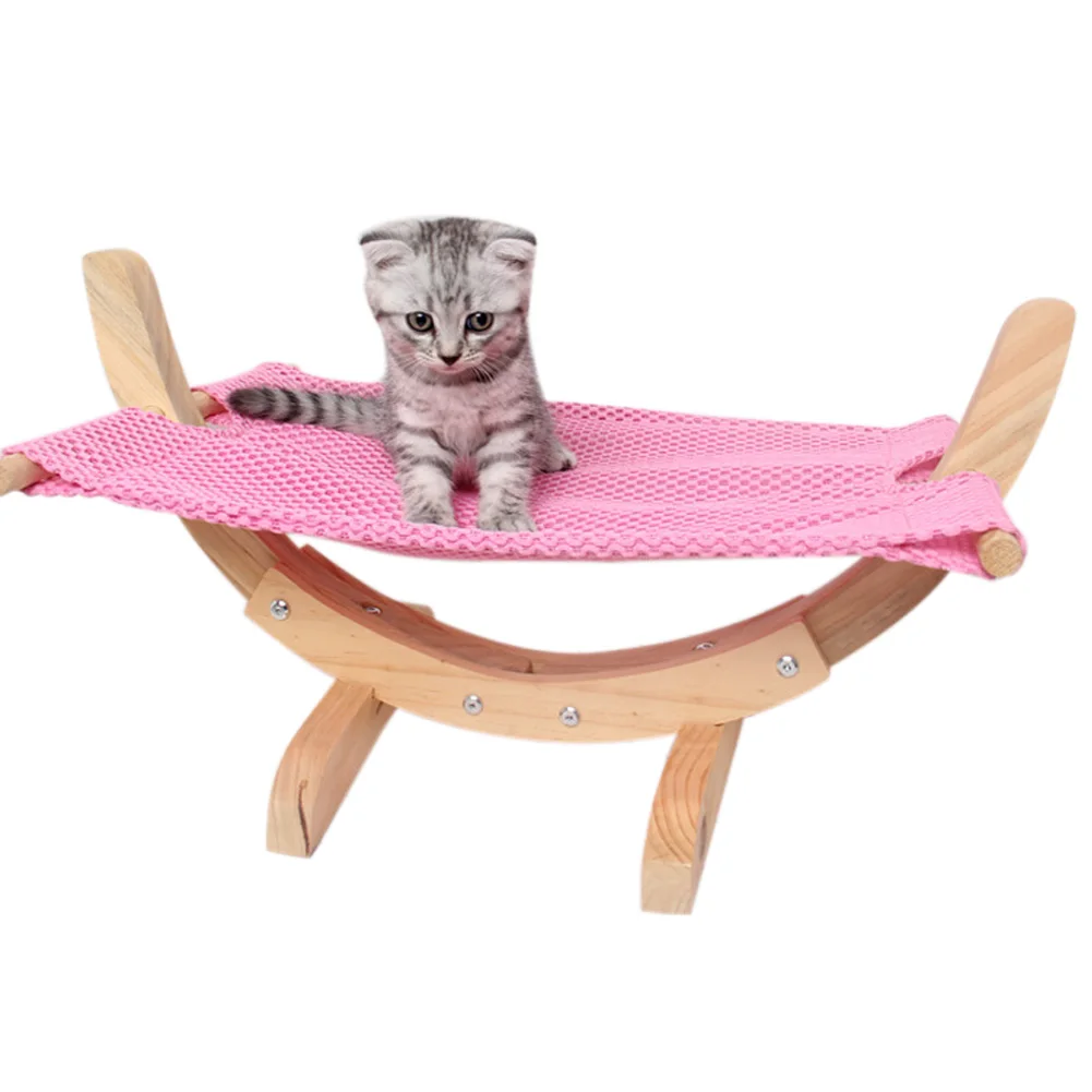 pink Коляска для кота дышащая Деревянная опора для сна Мягкие Удобные товары для домашних животных LBShipping - Цвет: pink