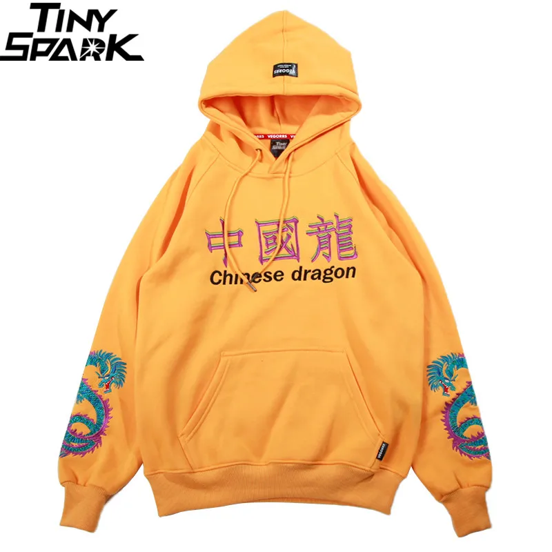 Вышивка китайский толстовка с капюшоном рисунком дракона Уличная Для мужчин хип