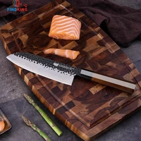 findking 7 inch chef stainless steel knives clad steel japanese professional octagonal handle sushi knife kitchen santoku knife