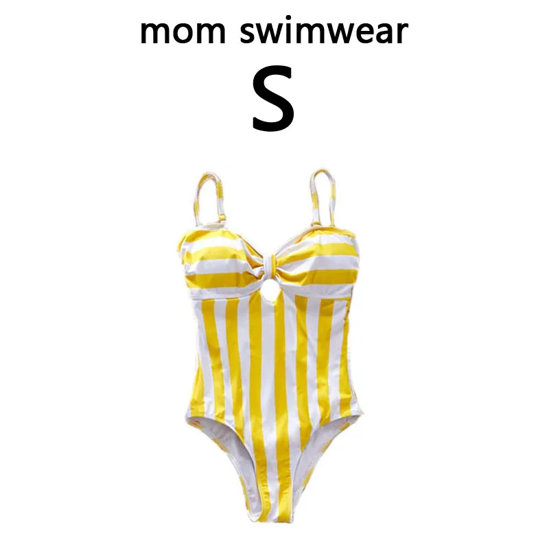 mom size S Купальник для мамы и дочки, мама и я, семейные купальники, желтый полосатый купальник, мужские пляжные шорты для мальчиков, Семейные комплекты, один предмет - Цвет: mom size S