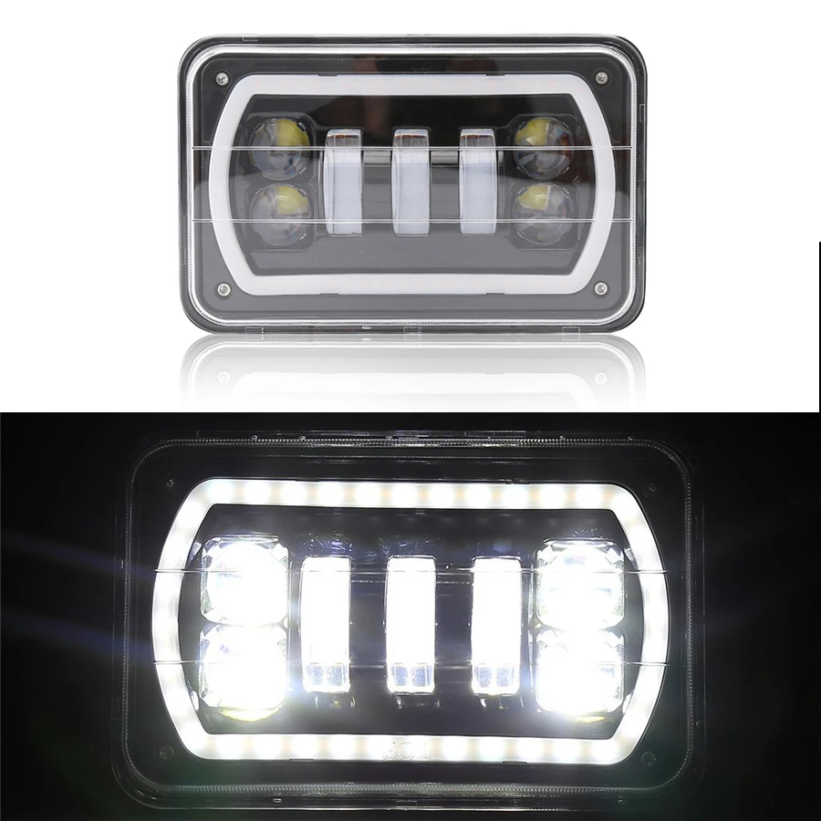 4 x 6 Inch Square Led Headlight Reflector Sealed Beam Replacement with High/Low Beam for Jeep Offroad waterproof IP 67
