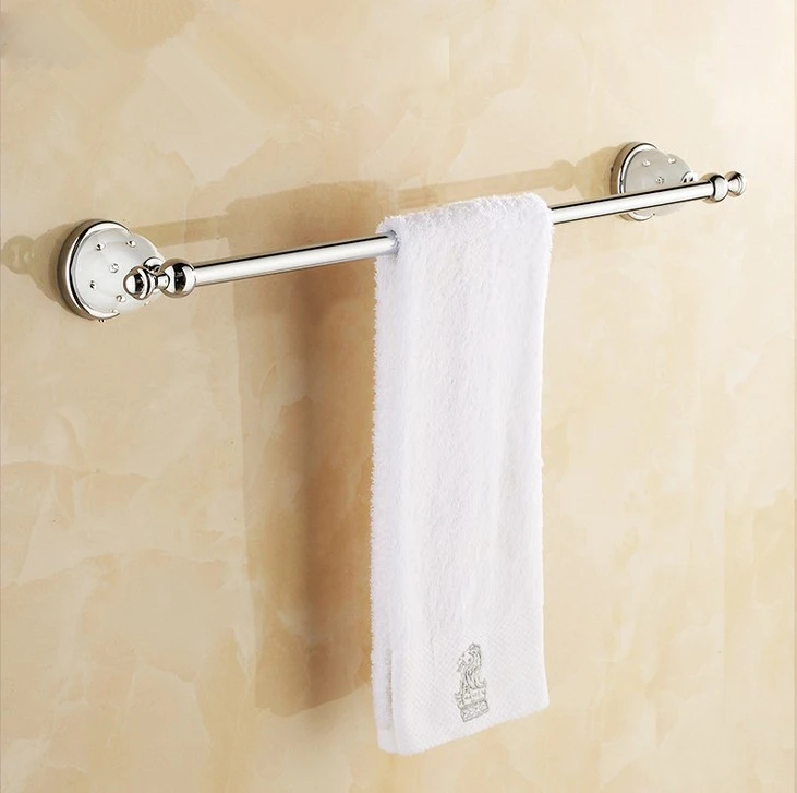 

(Free Shipping) Bathroom Accessories,Quality Brass Chrome Finish Single Towel Bar&Towel Rack/ Modern Fashion Bath Products