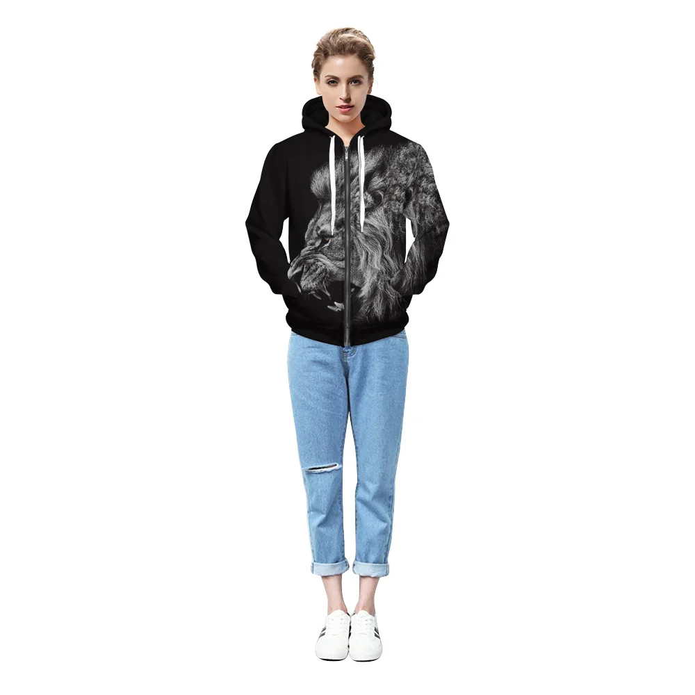 Большой размер Лев 3D цифровой Пьющий теплый свитшот для мужчин/женщин модный